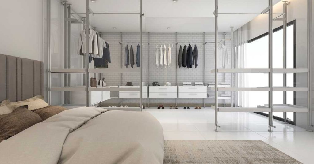 large master bedroom with walk in closet